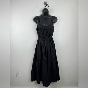 Stella McCartney Seersucker Tie Waist Sun Dress Charms Black Size S/M